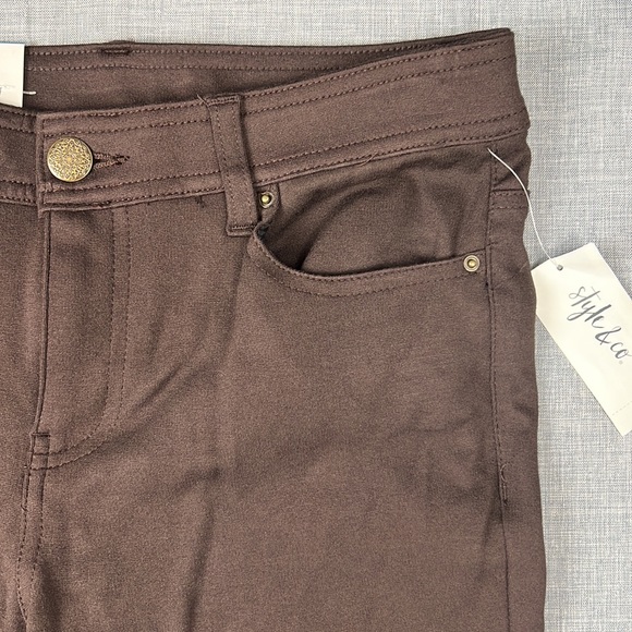 Style & Co Brown Ultra Skinny Ponte Knit Pants Size 4 - Picture 3 of 6